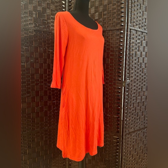 Old Navy Coral Jersey Knit Stretch Cotton Midi Dress with Pockets. - Picture 6 of 6